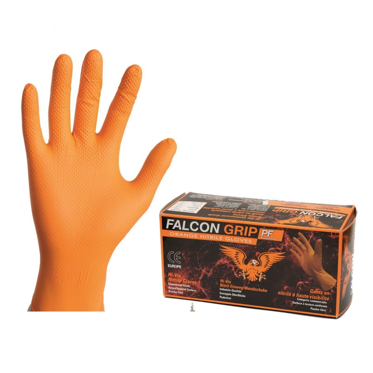 Falcon Grip HI-Vis, extrafeste Nitrilhandschuhe /M